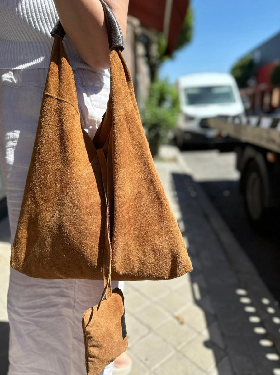 Brooklyn Suede Shoulder Bag - Brown - Revel Boutique