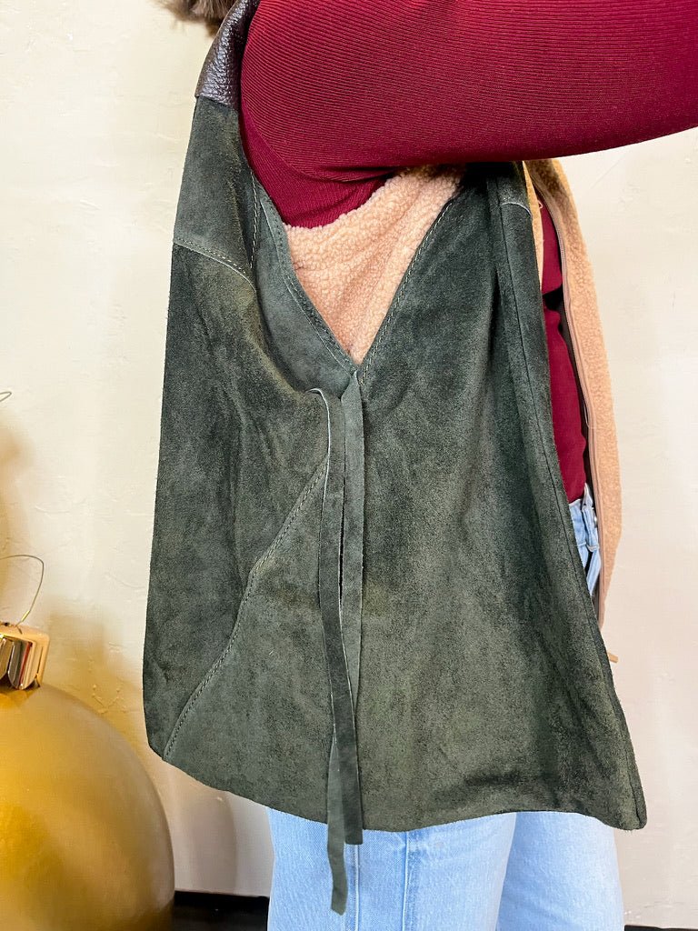 Brooklyn Suede Shoulder Bag - Military Green - Revel Boutique