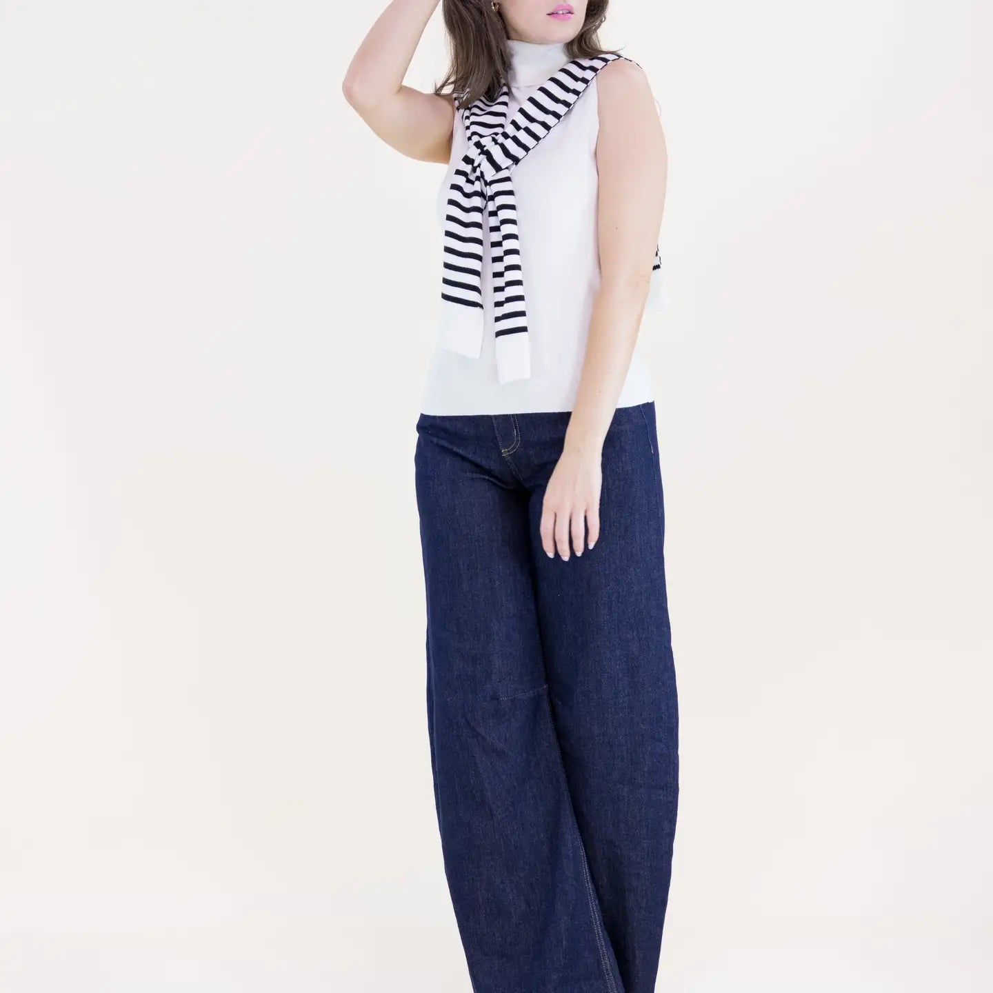 Preppy Mock Sweater Wrap-Black & White