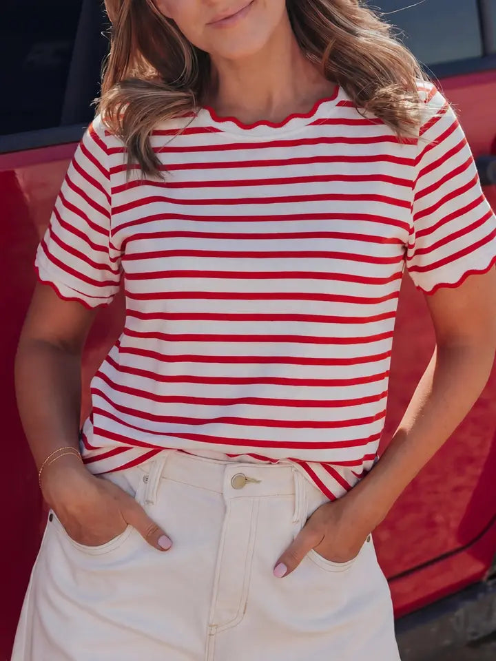 Team Player Stripe Tee-Red