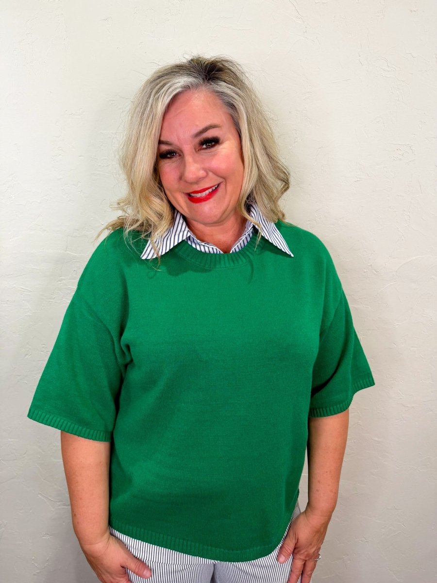 Charmed Sweater Top - Kelly Green - Revel Boutique