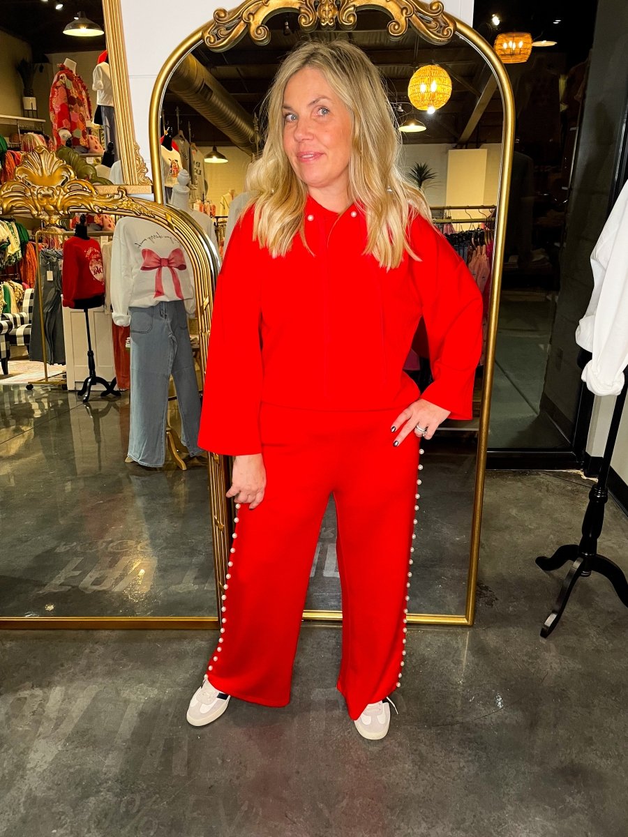 Cherry Bomb Pearl Hooded Top - Red - Revel Boutique