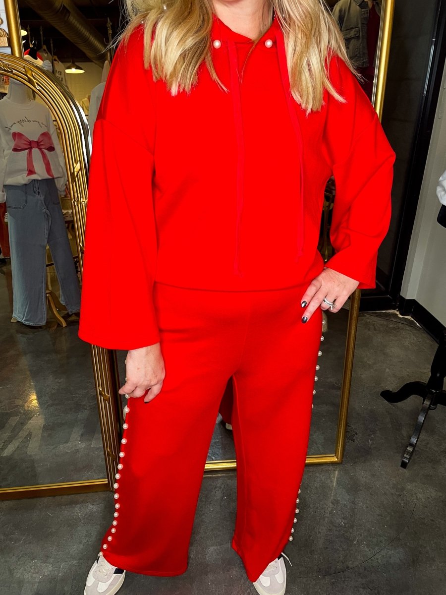 Cherry Bomb Pearl Hooded Top - Red - Revel Boutique