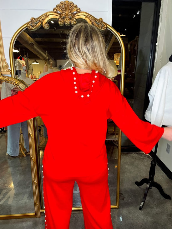 Cherry Bomb Pearl Hooded Top - Red - Revel Boutique