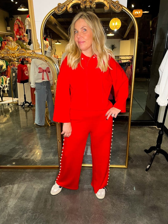 Cherry Bomb Pearl Hooded Top - Red - Revel Boutique