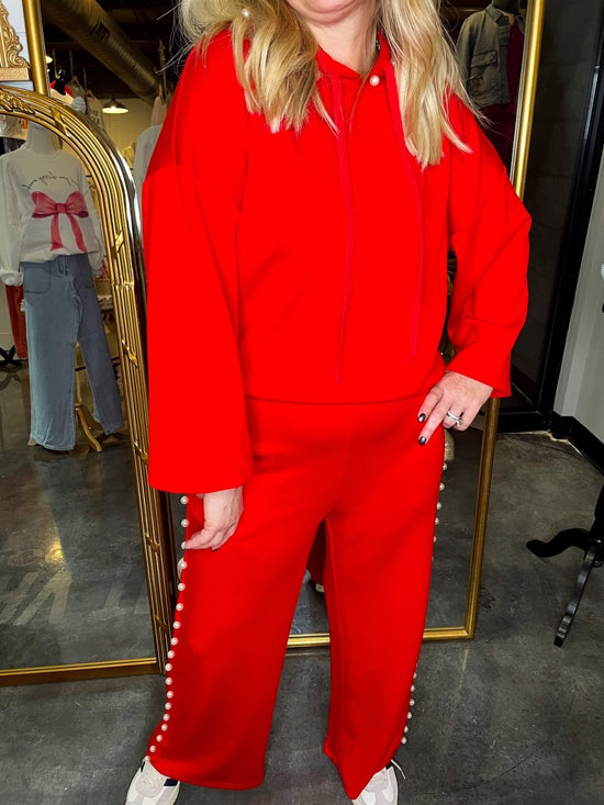 Cherry Bomb Pearl Hooded Top - Red - Revel Boutique