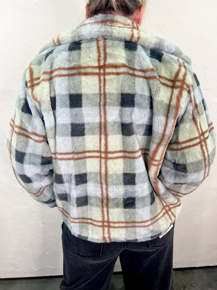 Chi Town Plaid Fur Jacket - Revel Boutique