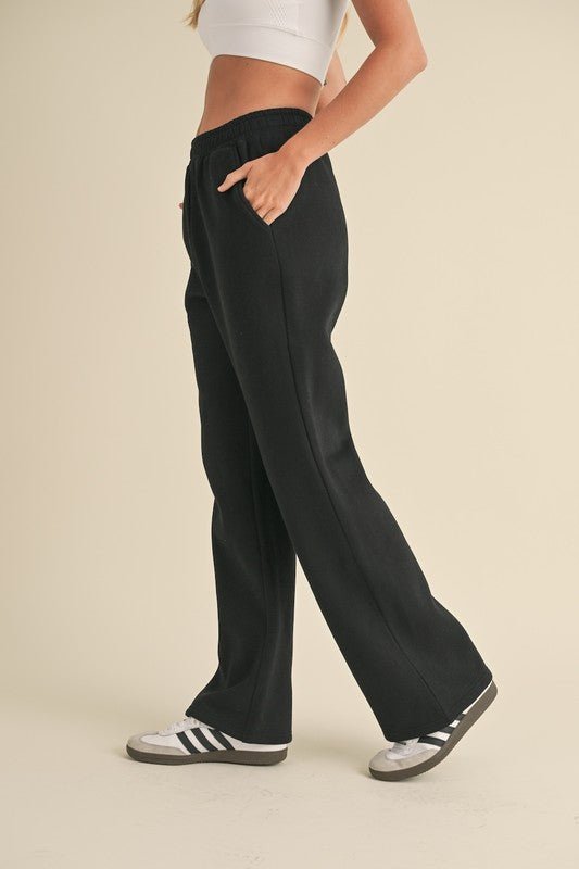 Load image into Gallery viewer, Chill Vibe Wide Leg Sweatpant - Black - Revel Boutique
