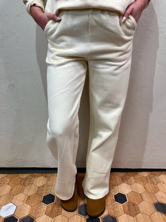 Chill Vibe Wide Leg Sweatpant - Cream - Revel Boutique