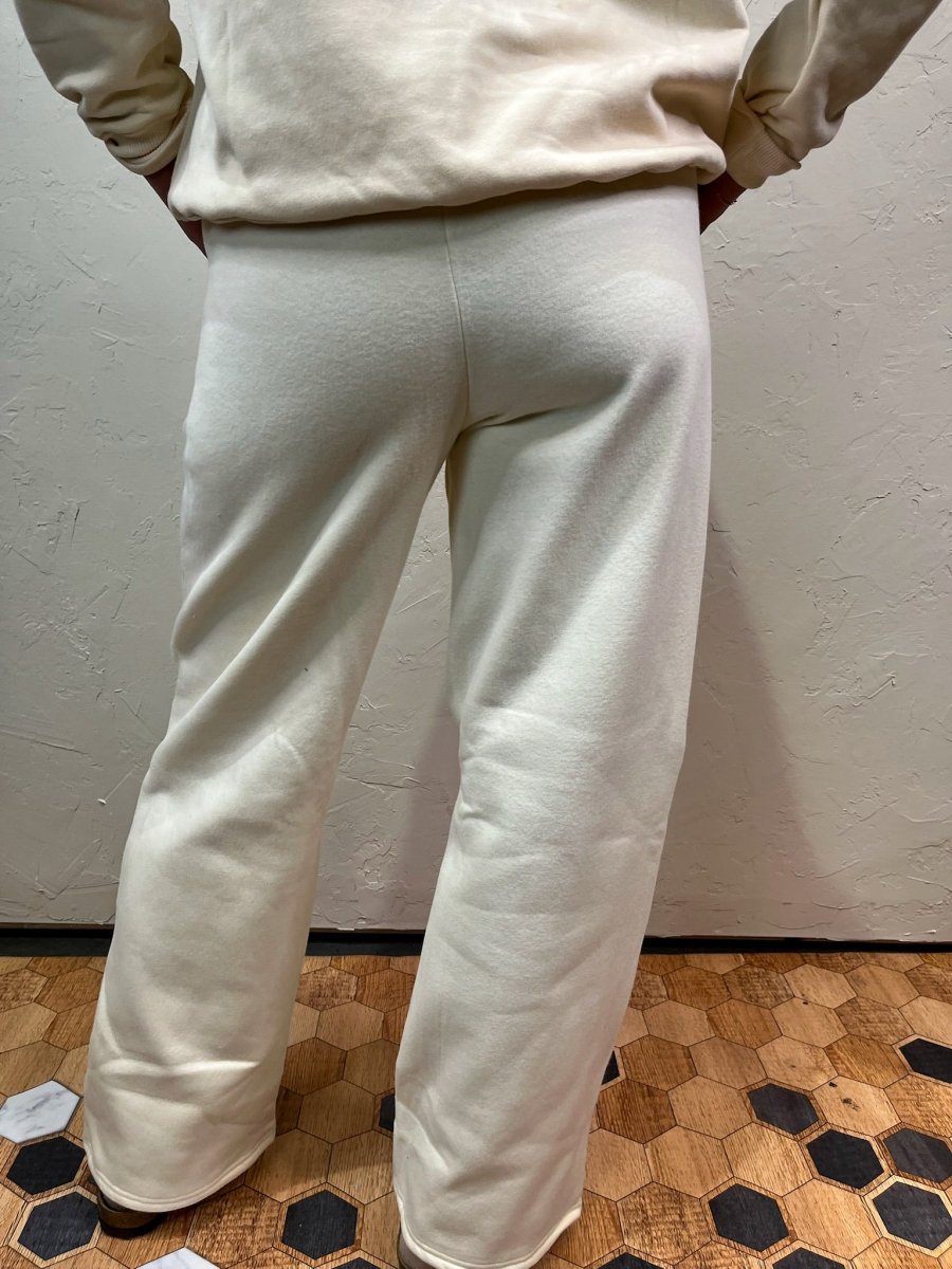 Chill Vibe Wide Leg Sweatpant - Cream - Revel Boutique