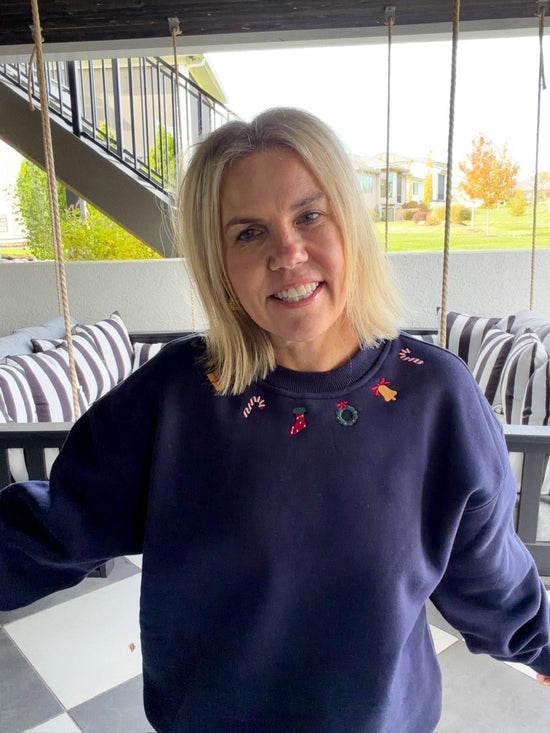 Christmas Charms Sweatshirt - Navy - Revel Boutique