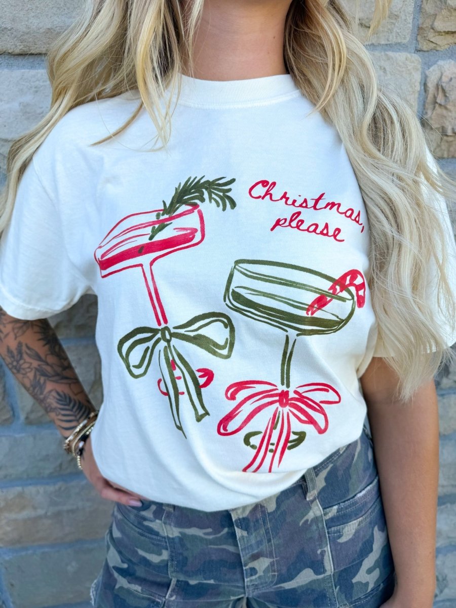 Christmas Cocktails Please Graphic Tee - Revel Boutique