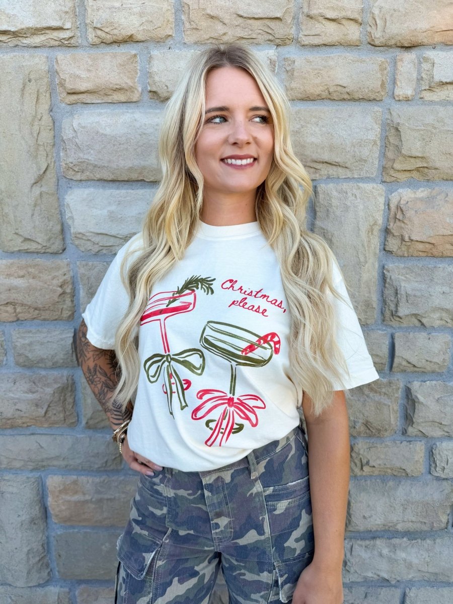 Christmas Cocktails Please Graphic Tee - Revel Boutique