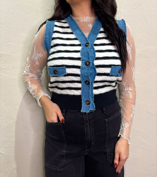 Cityscape Striped Vest - Revel Boutique