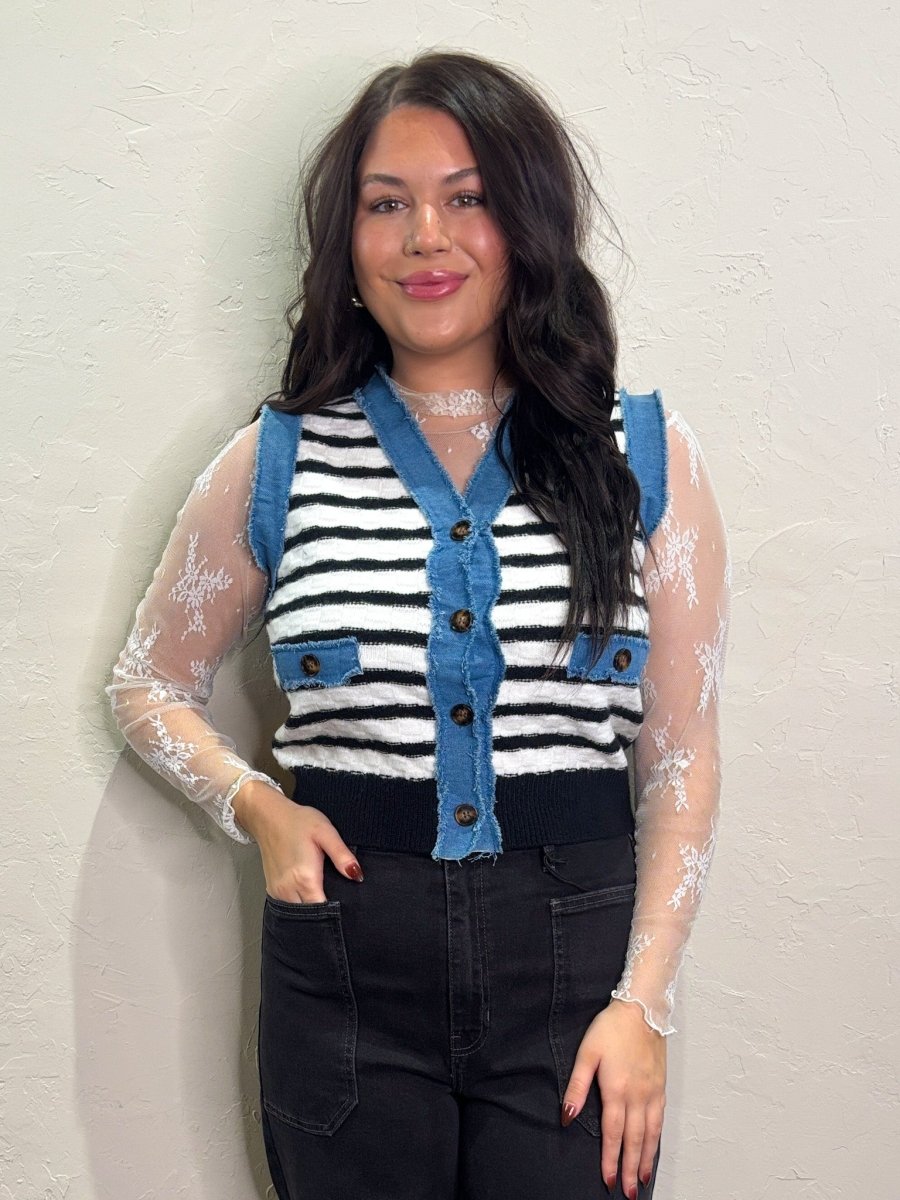 Cityscape Striped Vest - Revel Boutique