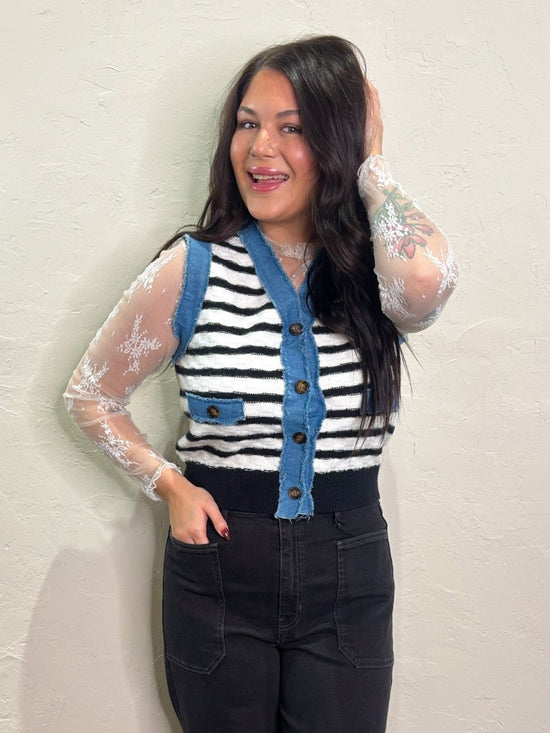 Cityscape Striped Vest - Revel Boutique