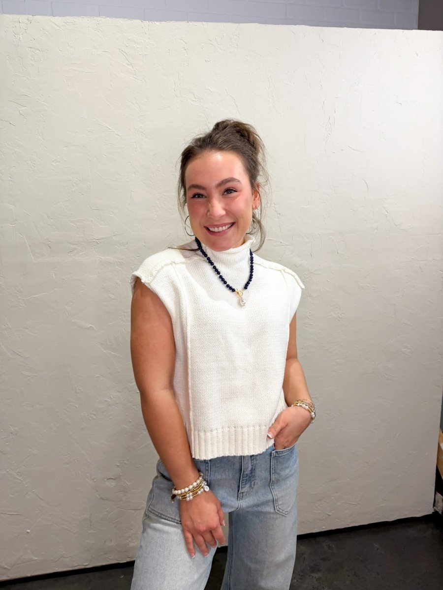 Clean Girl Short Sleeve Sweater - Cream - Revel Boutique