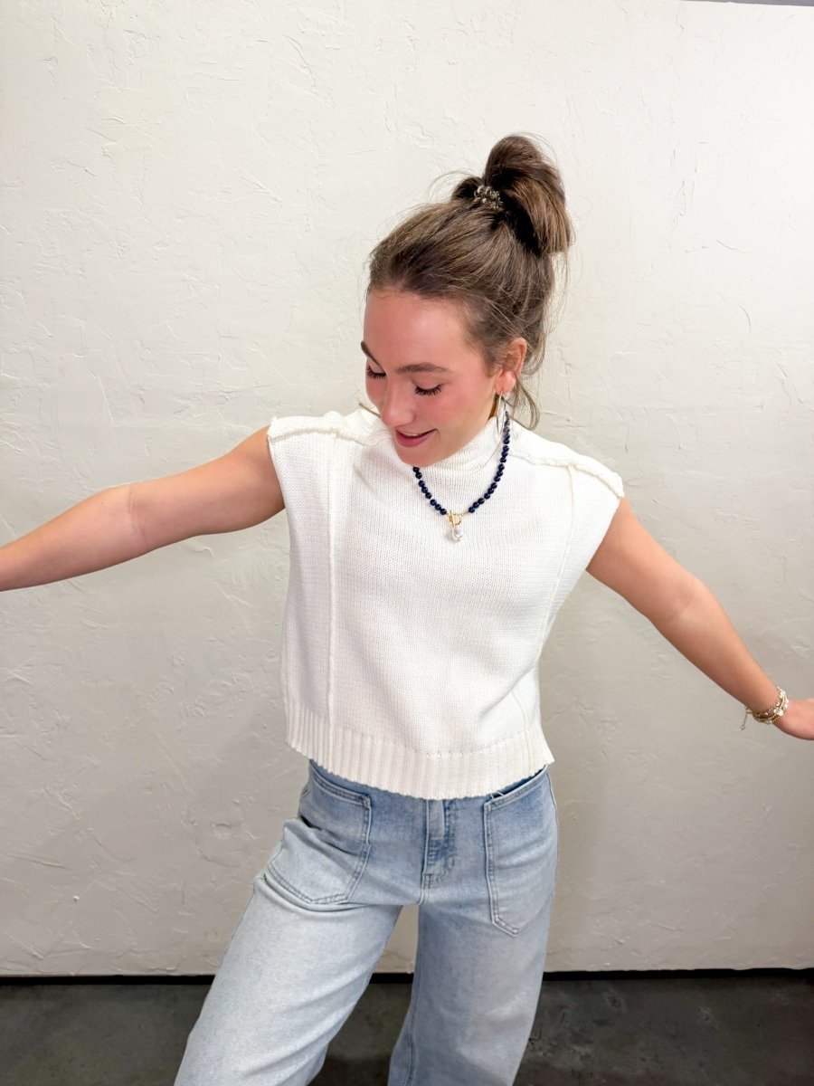 Clean Girl Short Sleeve Sweater - Cream - Revel Boutique