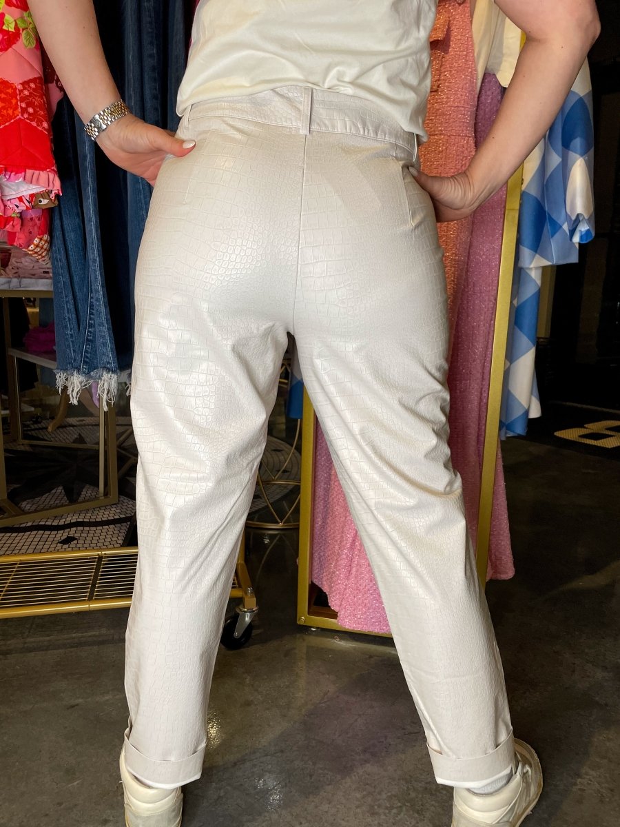 Commando: Faux Leather 7/8 Trouser - Bone Croc - Revel Boutique