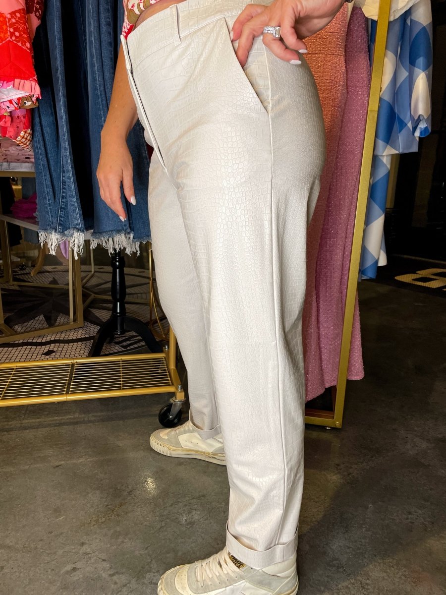 Commando: Faux Leather 7/8 Trouser - Bone Croc - Revel Boutique