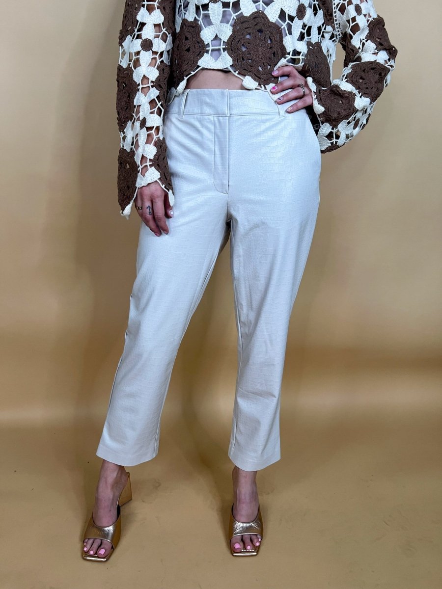 Commando: Faux Leather 7/8 Trouser - Bone Croc - Revel Boutique