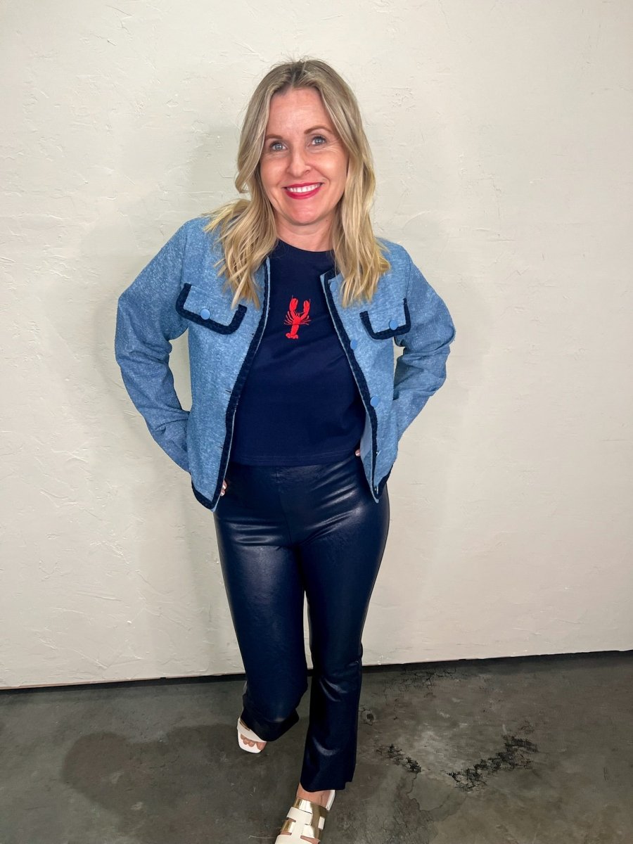 Commando: Faux Leather Cropped Flare - Navy - Revel Boutique