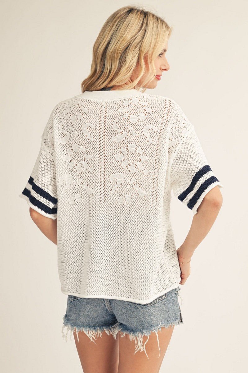 Crochet Jersey Sweater - Revel Boutique