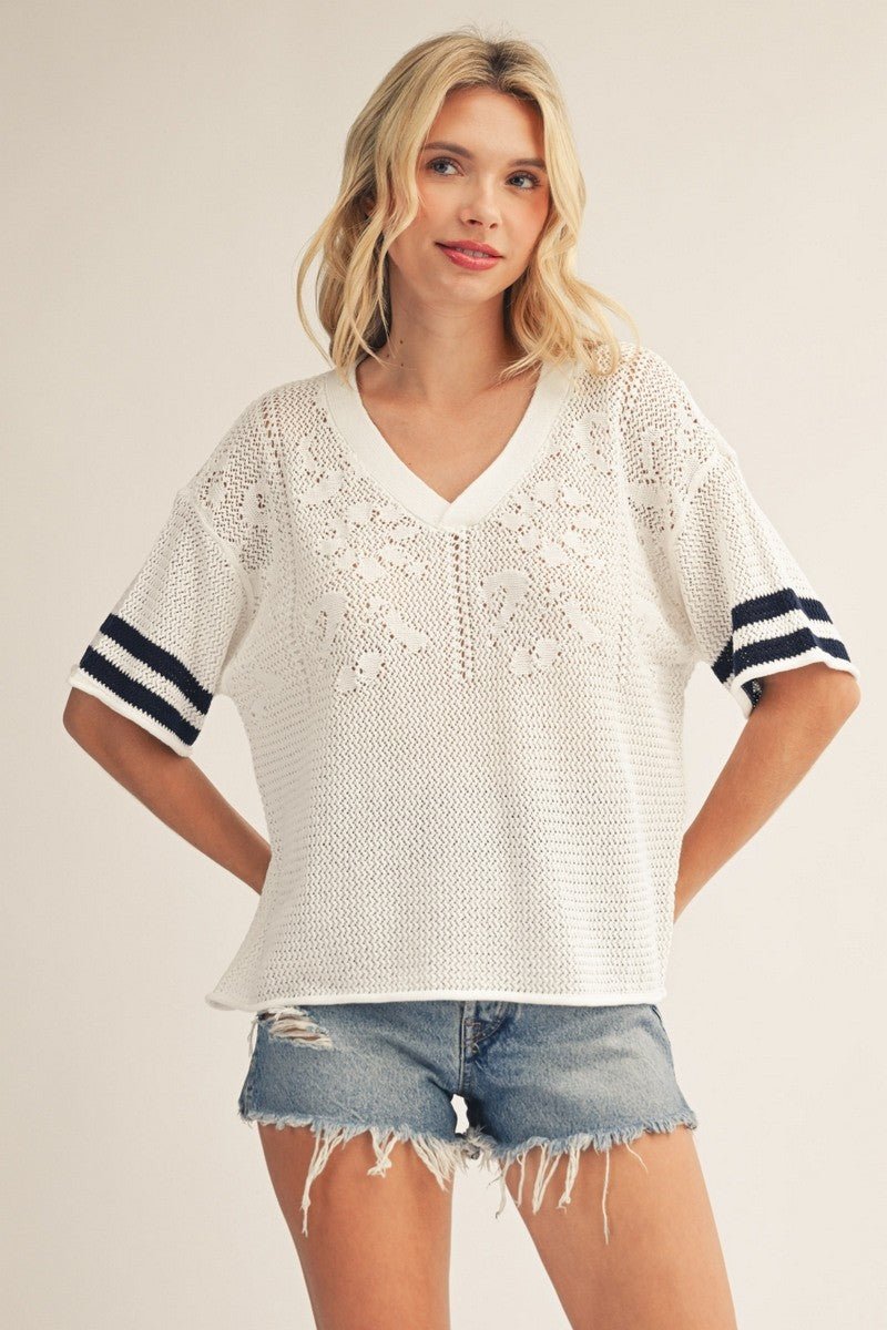 Crochet Jersey Sweater - Revel Boutique