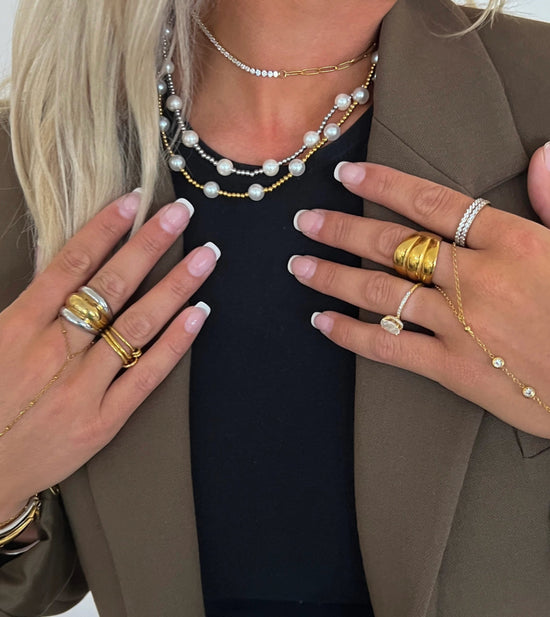 CSP: Pearl Beaded Necklace - Silver - Revel Boutique