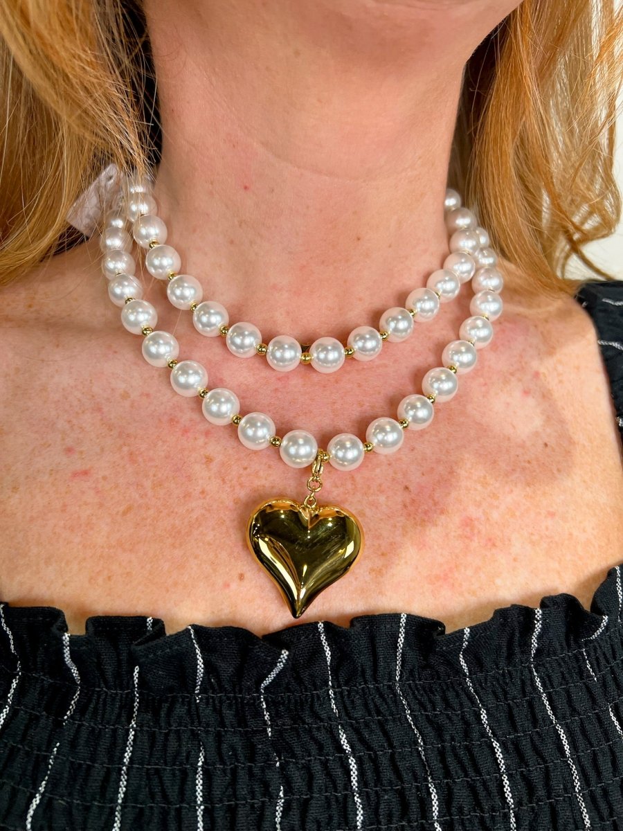 CSP: Wrap Around Pearl Heart Necklace - Revel Boutique