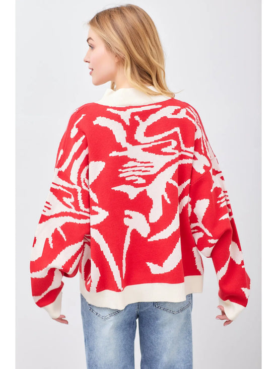 Abstract Art Sweater-Red