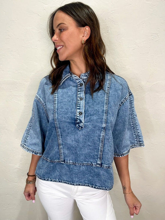 Dallas Denim Top - Revel Boutique