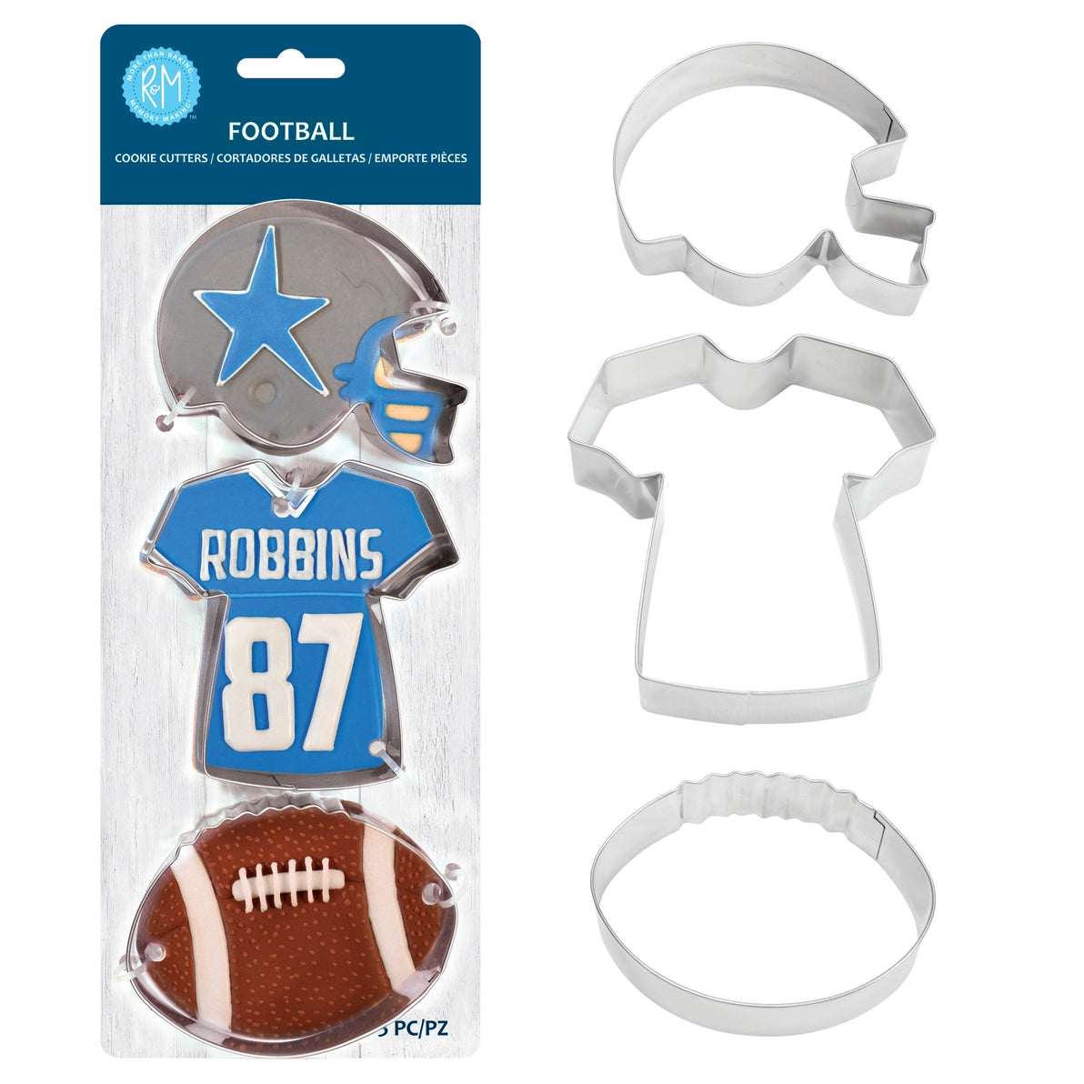 Football 3pc Cookie Cutter Set