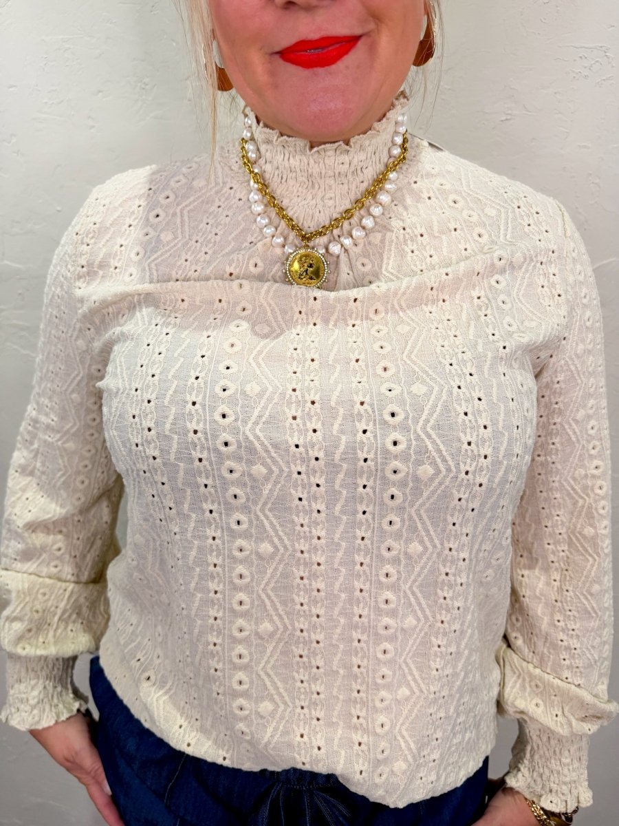 Demitria Blouse - Beige - Revel Boutique