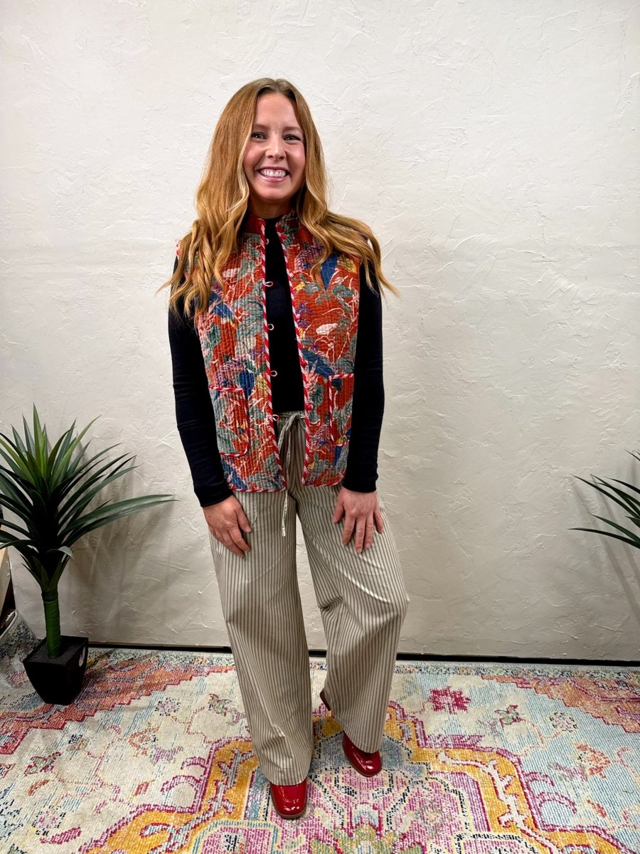 Dixon Stripe Pant - Beige - Revel Boutique