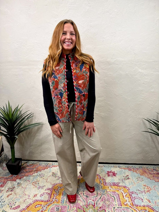 Dixon Stripe Pant - Beige - Revel Boutique