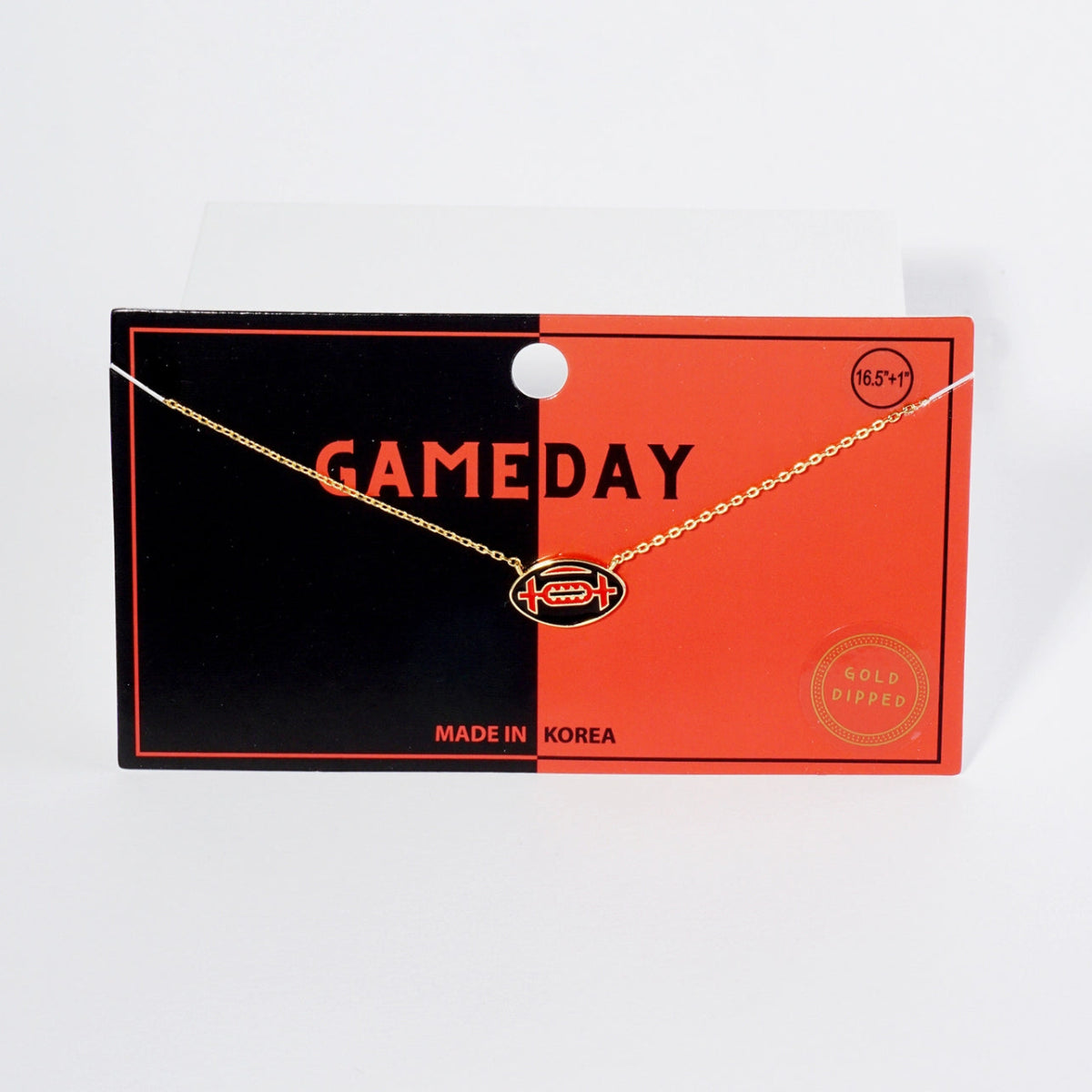 Enamel Football Dainty Necklace - Red/Black - Revel Boutique