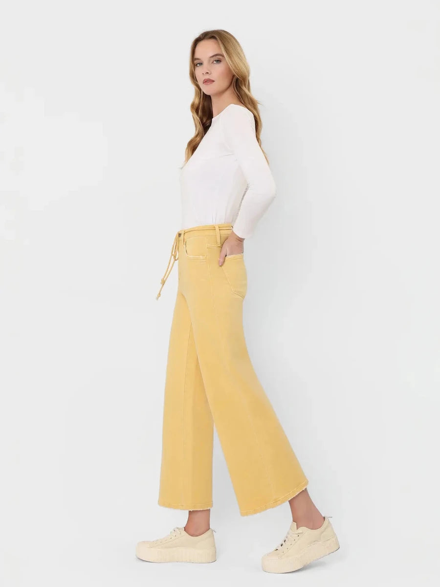 End Zone Wide Leg Jeans-Mustard - Revel Boutique