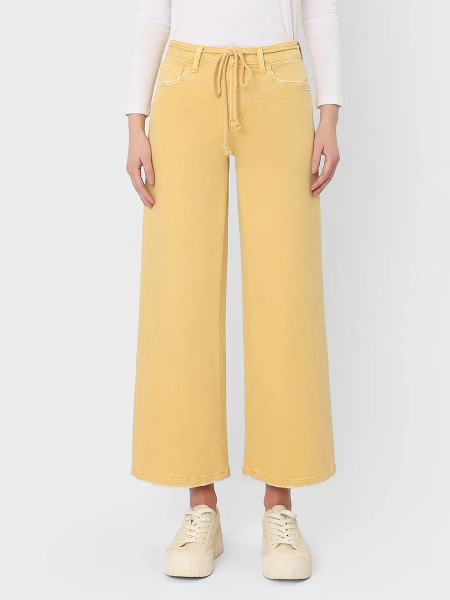End Zone Wide Leg Jeans-Mustard - Revel Boutique