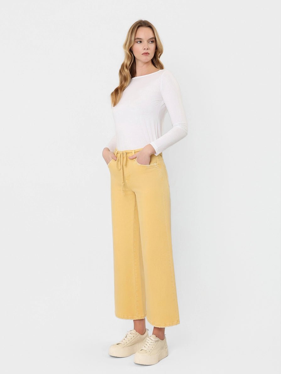 End Zone Wide Leg Jeans-Mustard - Revel Boutique