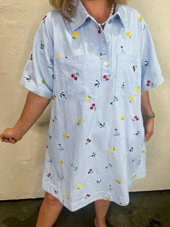 European Getaway Dress - Blue - Revel Boutique