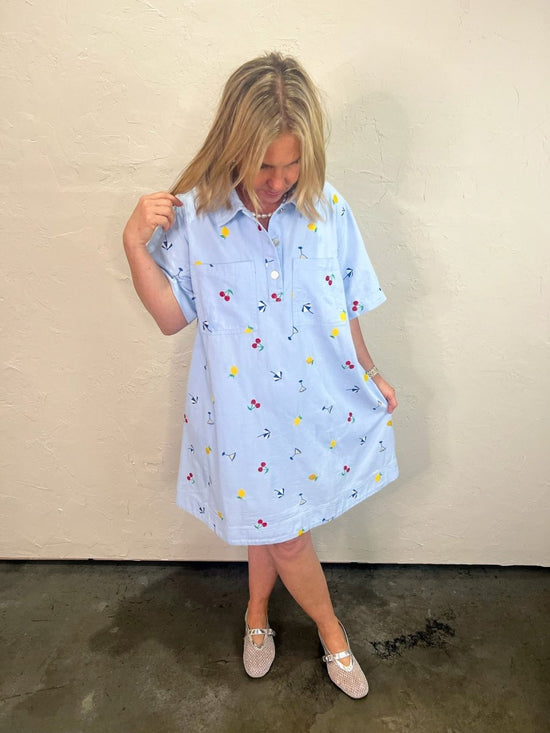 European Getaway Dress - Blue - Revel Boutique