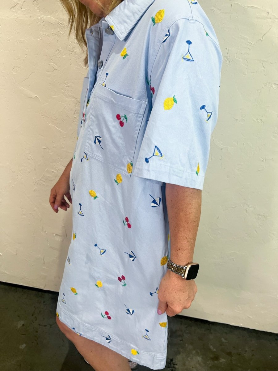 European Getaway Dress - Blue - Revel Boutique