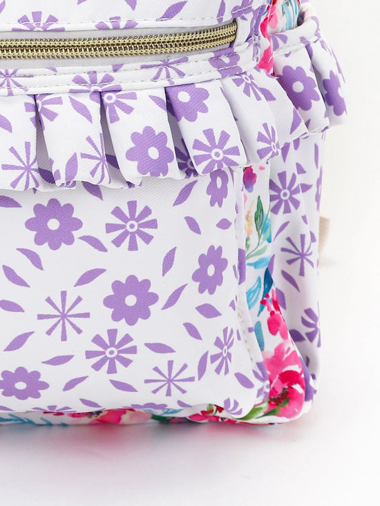 Lily Floral Ruffle Kids Backpack - Lavender