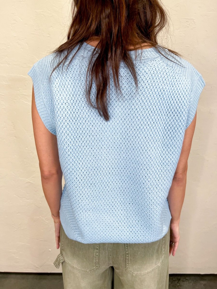 Fairhope Short Sleeve Sweater - Baby Blue - Revel Boutique