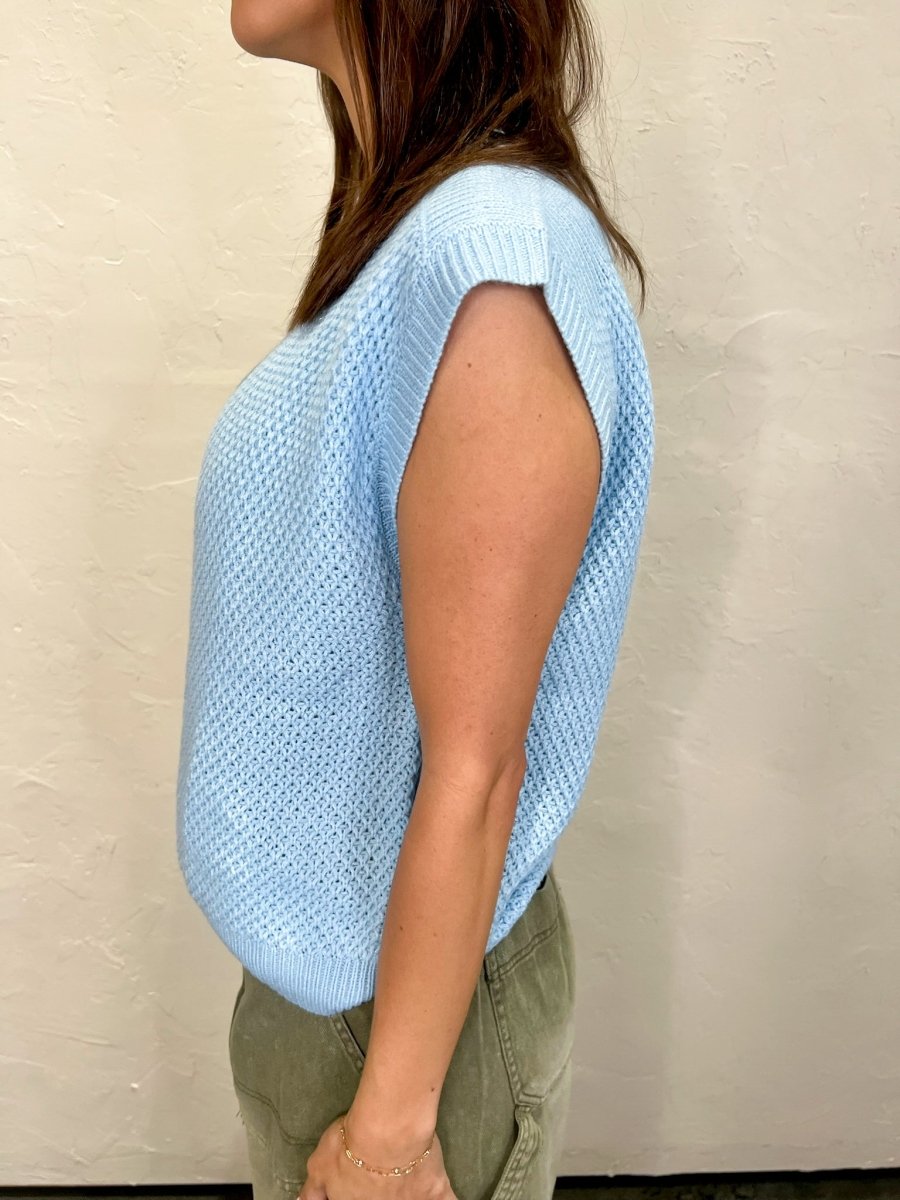 Fairhope Short Sleeve Sweater - Baby Blue - Revel Boutique