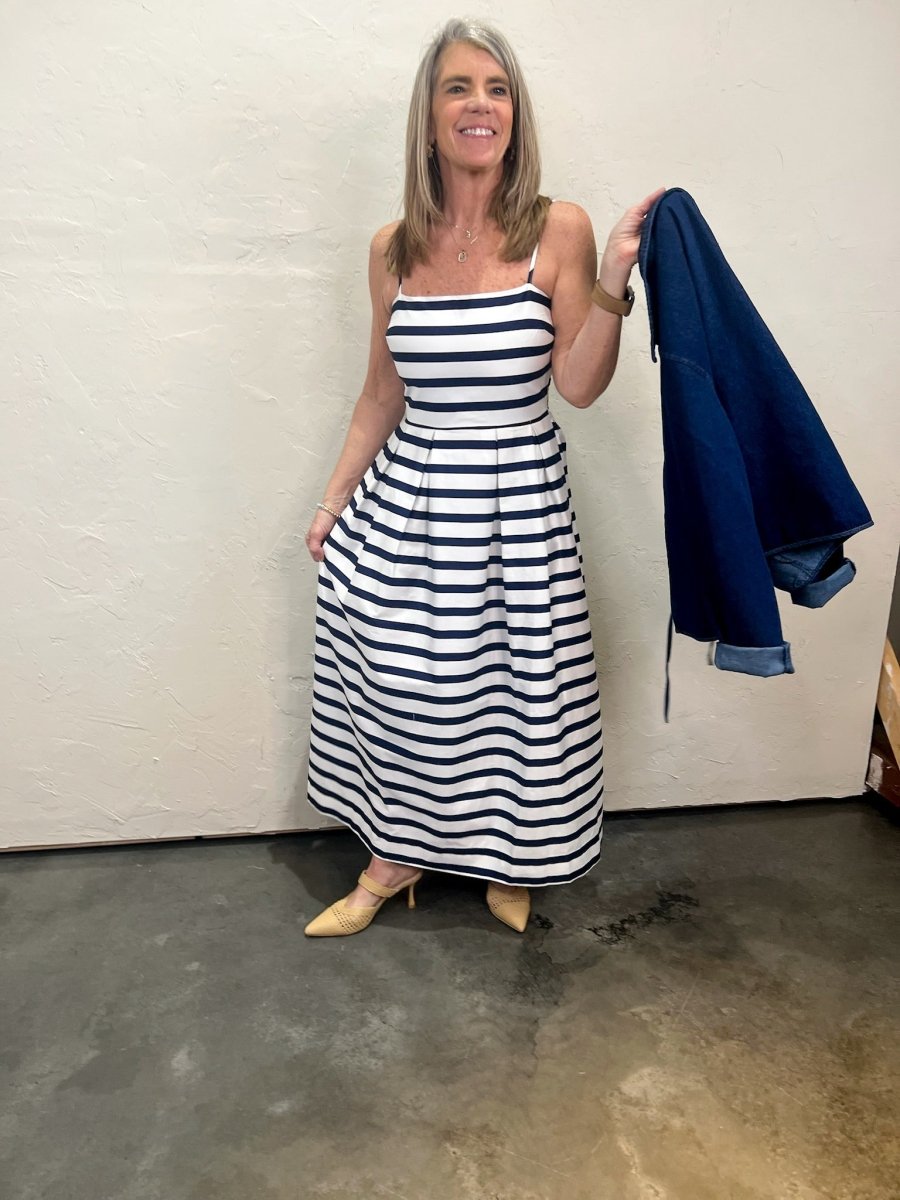 First Lady Striped Midi Dress - Revel Boutique