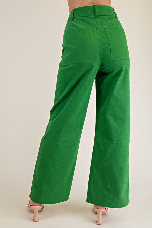 Fling High - Waisted Pants - Green - Revel Boutique