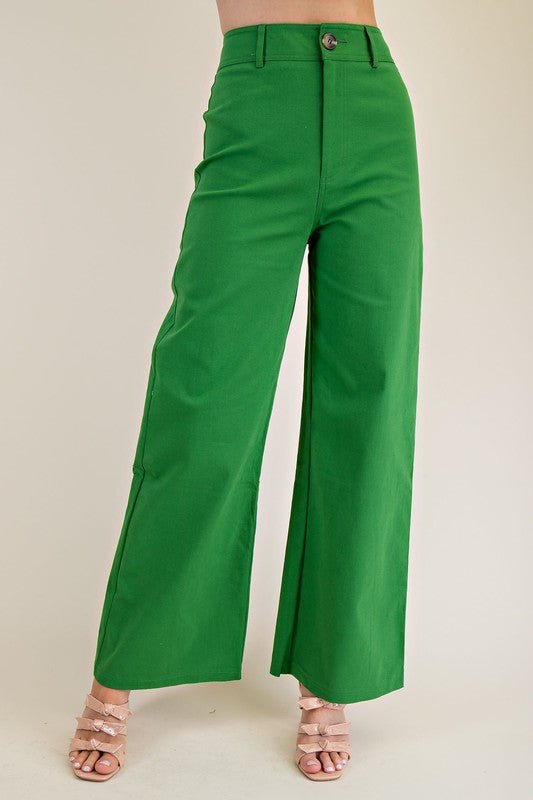 Fling High - Waisted Pants - Green - Revel Boutique
