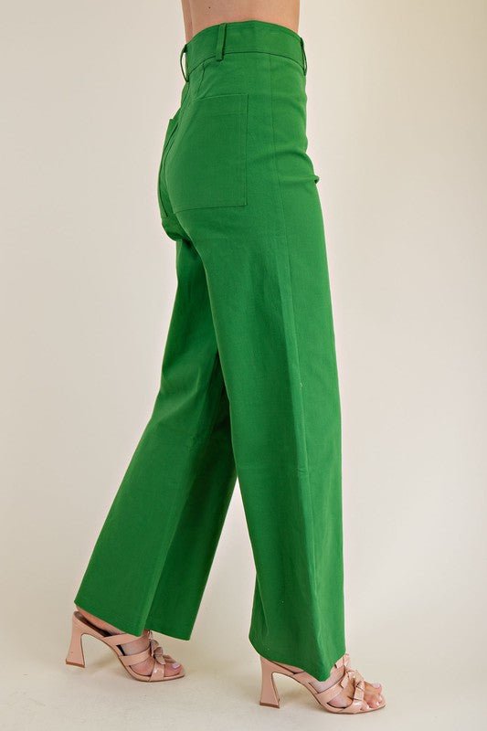 Fling High - Waisted Pants - Green - Revel Boutique